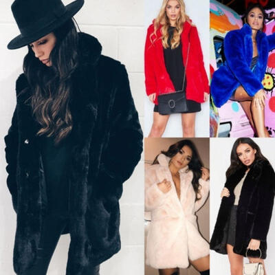 

Fashion Women Faux Fur Fluffy Long Coats Jacket Coat Warm Open Front Outwear Winter