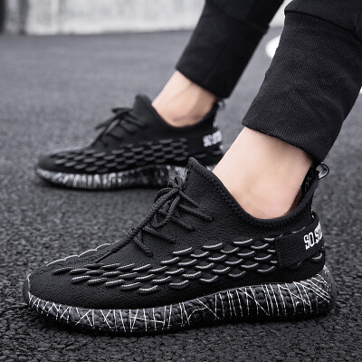 

Autumn new black sneaker men Korean style mens casual summer breathable mesh surface tide shoes