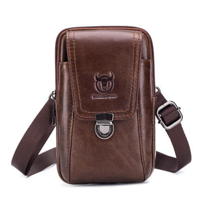 

BULLCAPTAIN Business Genuine Leather Men Waist Bag Mobile Phone Coin Purse