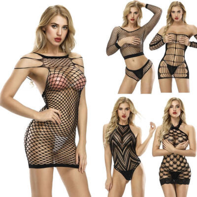 

Women Sexy Fishnet Lingerie Sleepwear Body Stocking Thigh High Lace Bodysuit