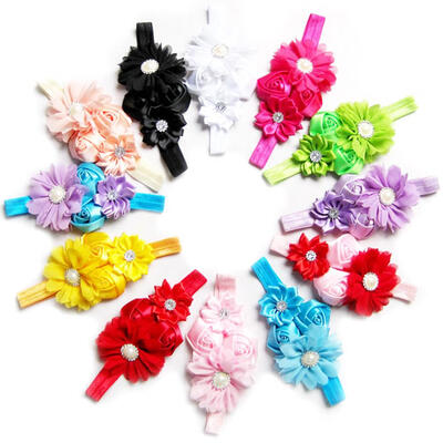 

12 Colors Baby Girls Flower Hairband Chiffon Children Headband Hairdress
