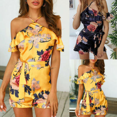 

Women Ladies Playsuit Party Jumpsuit Romper Mini Trousers Pants Clubwear Summer