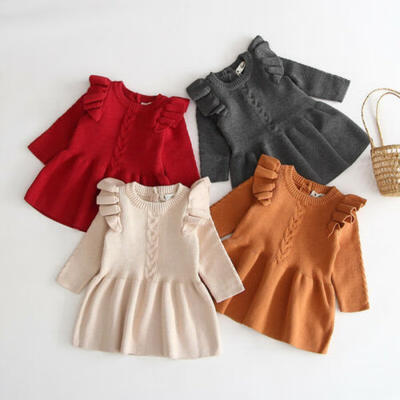 

Kids Baby Girls Knitted Sweater Winter Pullovers Crochet Tutu Dress Tops Clothes