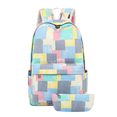 

2pcsset Retro Girls Canvas Backpack Teenagers Casual Rucksack School Bags