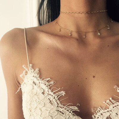 

European&American mix&match multi-layer necklace cross-border jewelry crystal pendant neck jewelry