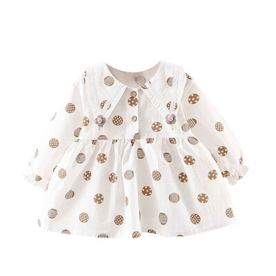 

Autumn Baby Girl Dress Casual Long Sleeve Polka Dot Printing Princess Dress Kids Shirt Party Dress Fashion Cute