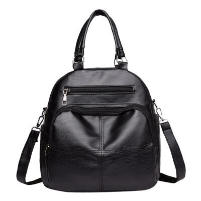 

Simple Women Zipper Soft PU Leather Backpack Casual Travel Shoulder Handbag