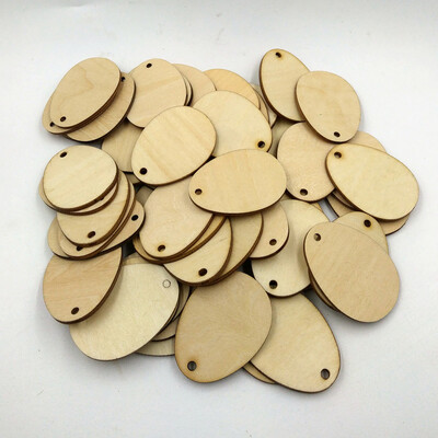

Gobestart 50Pcs Wooden Easter Eggs Wood Craft For Easter Decorations Tag