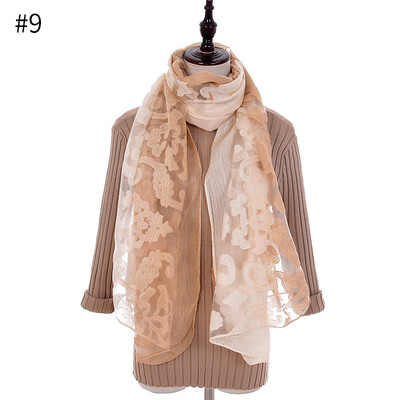 

Lace silk scarf cut flower embroidery large gradient color scarf hollowed out organza cotton scarf sunscreen shawl