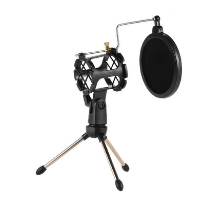 

Mini Desktop Microphone Stand Shock Mount Mic Holder Pop Filter Kit for Studio Recording Online Broadcasting Chatting Singing