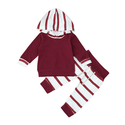 

2pcs Toddler Infant Baby Boy Clothes Set Striped Hoodie TopsPants Outfits