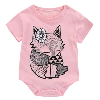 

Baby Girl Short-sleeved Round Neck Romper Popular Cute Creative Cotton Triangle Romper
