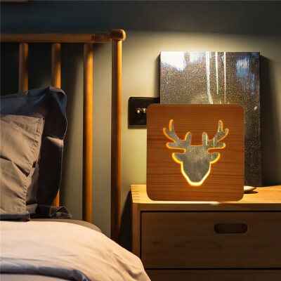 

〖Follure〗Creative Craft Decoration Wooden Lamp Led Light Night Light Table Lamp