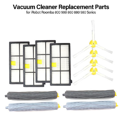 

Vacuum Cleaner Replacement Part 4 Filter 4 Side Brush 2 Rolling Brush Accessory for iRobot Roomba 800 900 860 880 980 Series