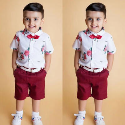 

Toddler Kids Baby Boy Gentleman Clothes Shirt Tops Shorts Pants Formal Outfit US