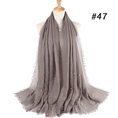 

Cotton&linen crumpled monochrome womens scarf hot two-headed pearl accessories headscarf girls