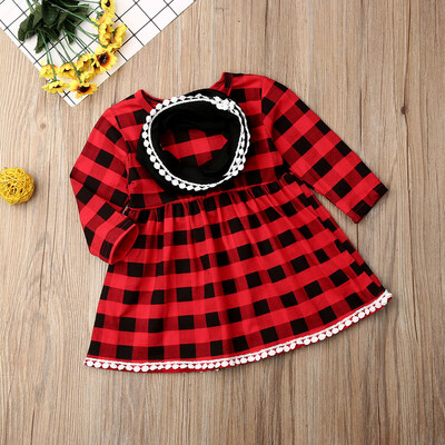 

2PCS Toddler Baby Girl Red Plaids Christmas Dress Princess Party Tutu Dresses