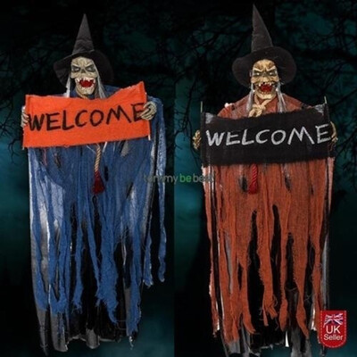 

Halloween Hanging Ghost Witch Decorations Eyes Bright Scary sound control Props