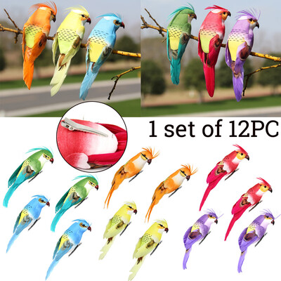 

Siaonvr 12PCSet Parrots Artificial Birds Model Outdoor Home Garden Lawn Tree Decor