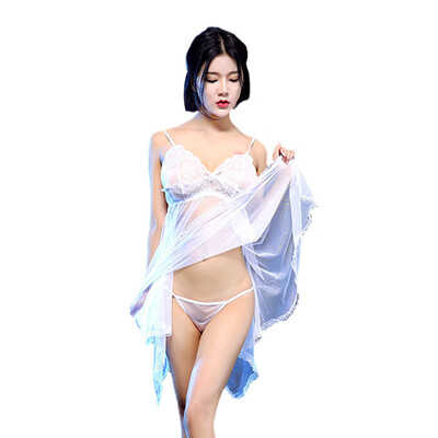 

Toponeto Women Sexy Lace Nightwear Uniform See-through Dress Mesh Size Fun Pajamas