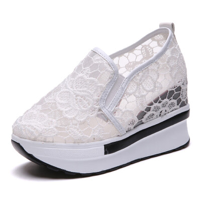 

Single-shoe women in summer to increase 100 sets of Korean version flat-soled lace screen small white shoes leisure footwear high