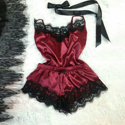 

Ladies Sexy Lingerie Sleeve Lace Loungewear Pajamas Camisole Tops Shorts Pants