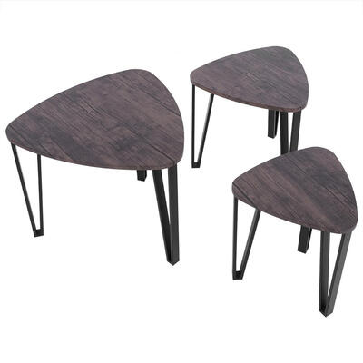 

Greensen 3pcs Set Brown Durable Fashionable Vintage Three-leg Tea Coffee Table Tea TableCoffee Table