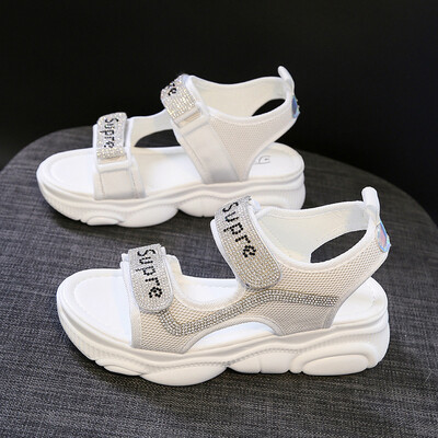 

Songgao Sandals Women 2019 Summer New Fairy Wind Sequin Rhinestones hook&loop Thick Bottom Joker ins Tidal Port Wind
