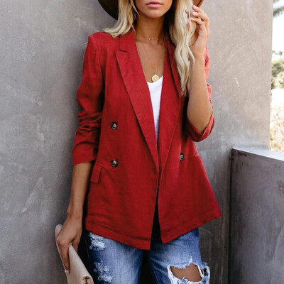

Roseonmyhand Womens Casual Ruched Long Sleeve Button Open Front Fit Office Jacket Blazers