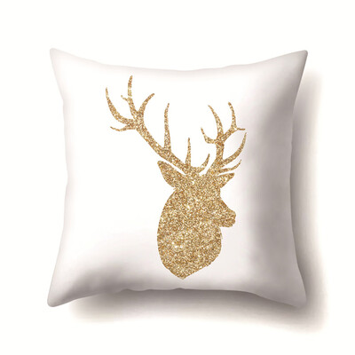 

18x18" Gold Christmas Elk Pillowcases Cushion Cover Car Sofa Bedding Home Decor