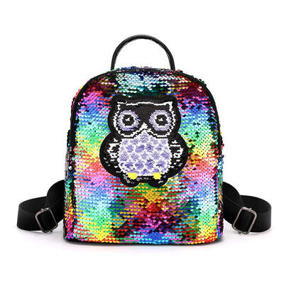 

Bird Print Sequin Travel Small Backpacks Women Shoulder Schoolbags Knapsack