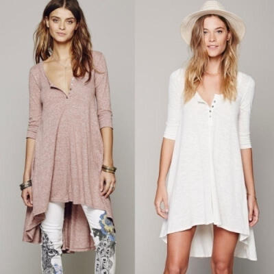 

Summer Fashion Women High Low Asymmetry Casual Boho Beach Tee Dress MINI Dress