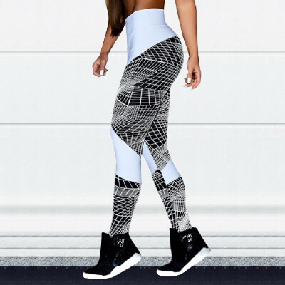 

Spot Europe&the United States foreign trade four-pin six-line geometric line sexy yoga sports pants hip high waist leggings Wh