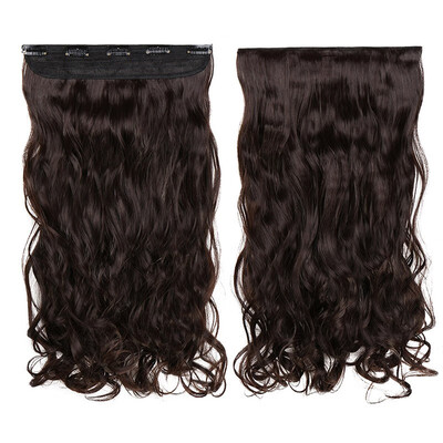

Synthetic Fiber Clips in on Hair Extension 34 Full Head One Piece 5 Clips Long Silky Straight Curly Wavy