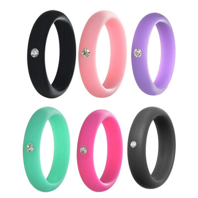 

Women Silicone Wedding Band with Rhinestone ring