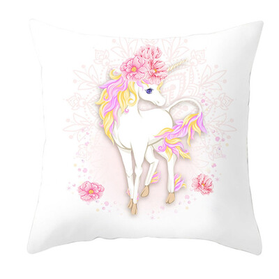

Cartoon Unicorn Pillowcase Peach Skin Cashmere Print Sofa Cushion Cover Throw Pillow Case Home Decoration Fashion