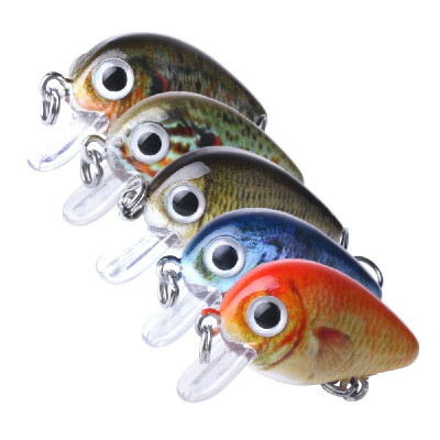 

5pcs Mini Fishing Lures 28mm 2g Hard Fishing Crank Bait Lures with Treble Hook Fishing Tackle Box