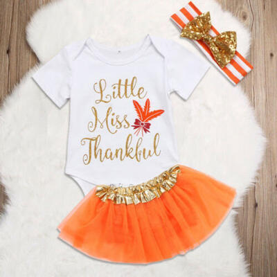 

Newborn Infant Baby Girl Thanksgiving Romper Tulle Tutu Dress Outfit Clothes