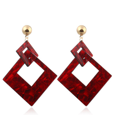 

EK836 Fashion Jewelry Pattern Double Square Drop Earrings for Women Trendy Geometric Exaggerated Vintage Earring Female Brincos