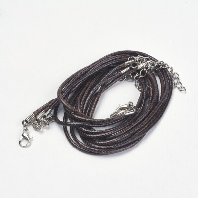 

Imitation Leather Cord Brown Platinum Color Iron Clasp&adjustable chain about 2mm thick 18