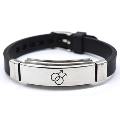 

Gay Black Leather Braided Bracelet silicone Adjustable Bracelet for Men