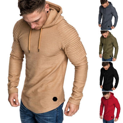 

Men Hoodie Muscle Long Sleeve Bodybuilding Hoody Gym Tops Hooded Coat Jumper