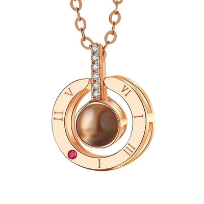 

I Love You 100 Languages Light Projection RoundHeart Pendant Necklace Jewelry