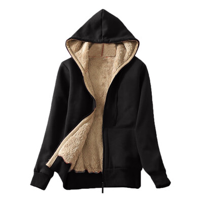 

Roseonmyhand Womens Casual Winter Warm Sherpa Lined Zip Up Hooded Sweatshirt Jacket Coat