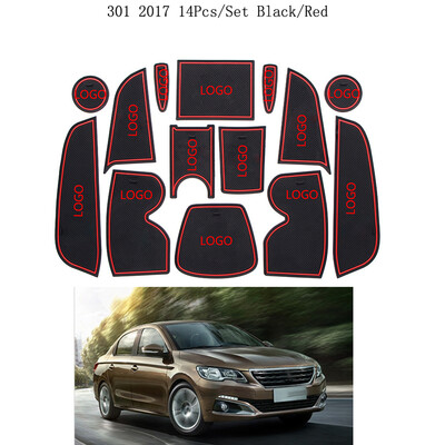 

14pcsset Interior Door Groove Pad Cup Holder Slot Mat Non-Slip Cushion Replacement For Peugeot 301