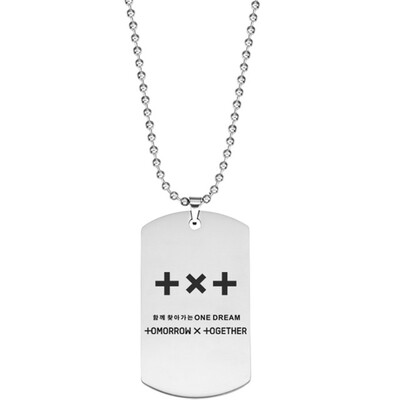 

Lettering Summer Necklace Tag Chain Korean Mens Idol Team TXT Combination Stainless Steel TOMORROW X TOGETHER