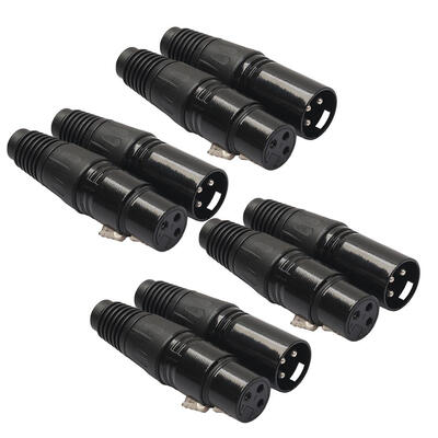 

Black 8pcs 4 Male 4 Female XLR 3Pin Microphone Audio Cable Connectors Plugs
