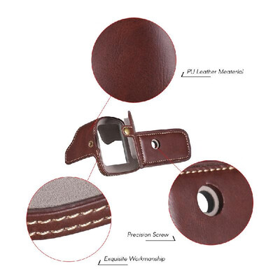 

Half Camera Case Bag Bottom Opening Camera Bag Coffee Protective PU Leather Camera Case for Sony ILCE9 A9 A7III A7RIII