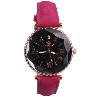 

Simple ladies quartz watch belt starry dial