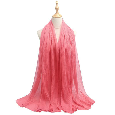 

Women Solid Pleated Scarf Hijabs Oversized Large Muslim Middle East Islam Long Scarves Shawls